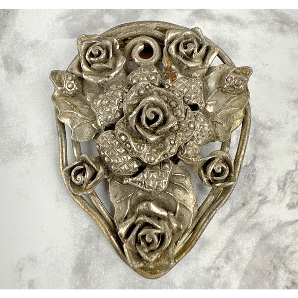 Antique Jewelry - Antique Art Deco Dress Fur Scarf Clip Rose Floral Art Nouveau Vintage Jewelry